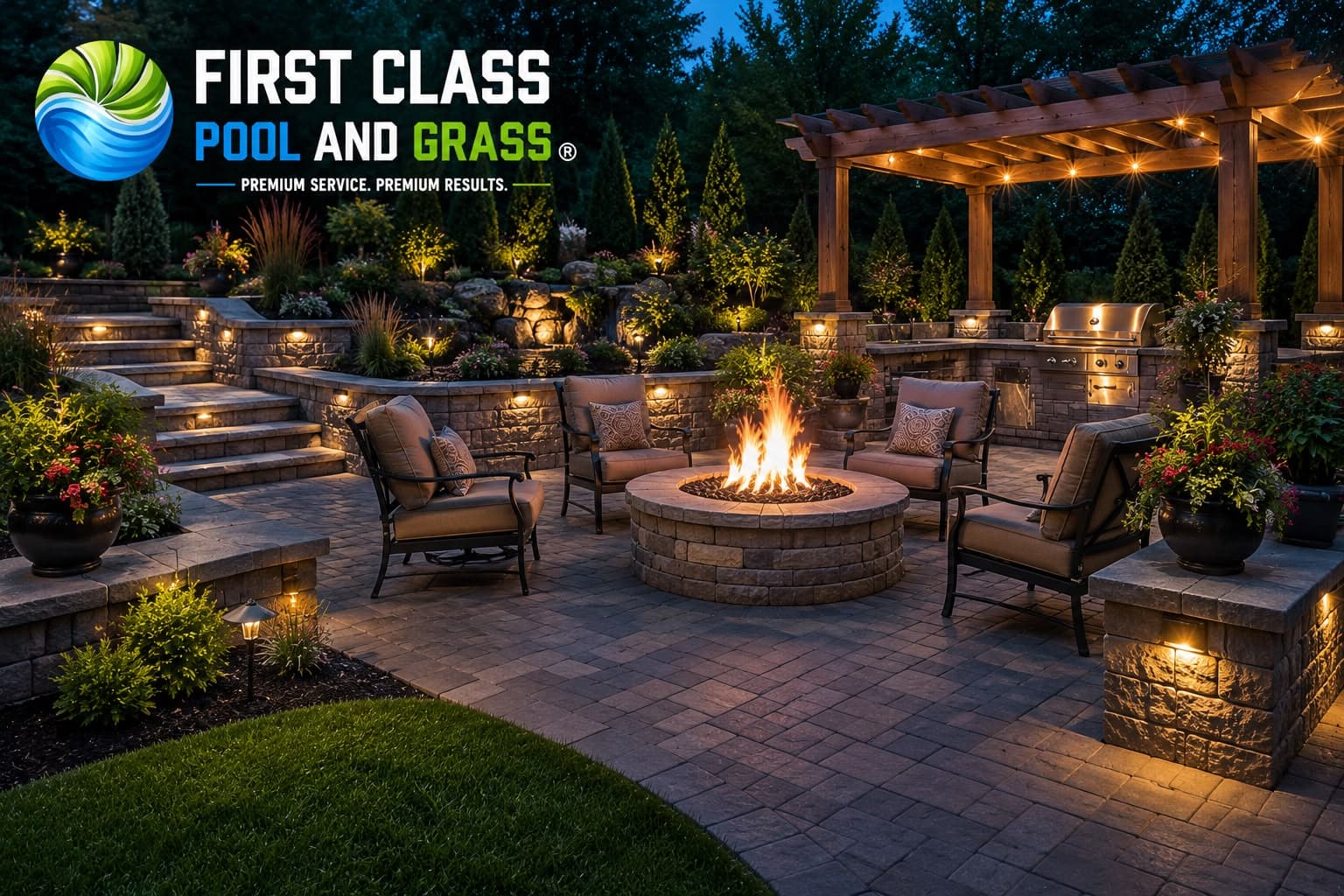 A finished outdoor meeting and living area of a property